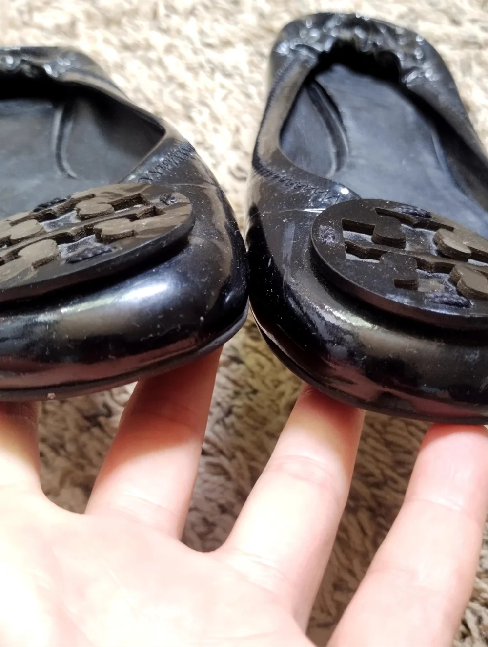 Tory Burch Reva Patent Leather Ballet Flats Black Sz 7